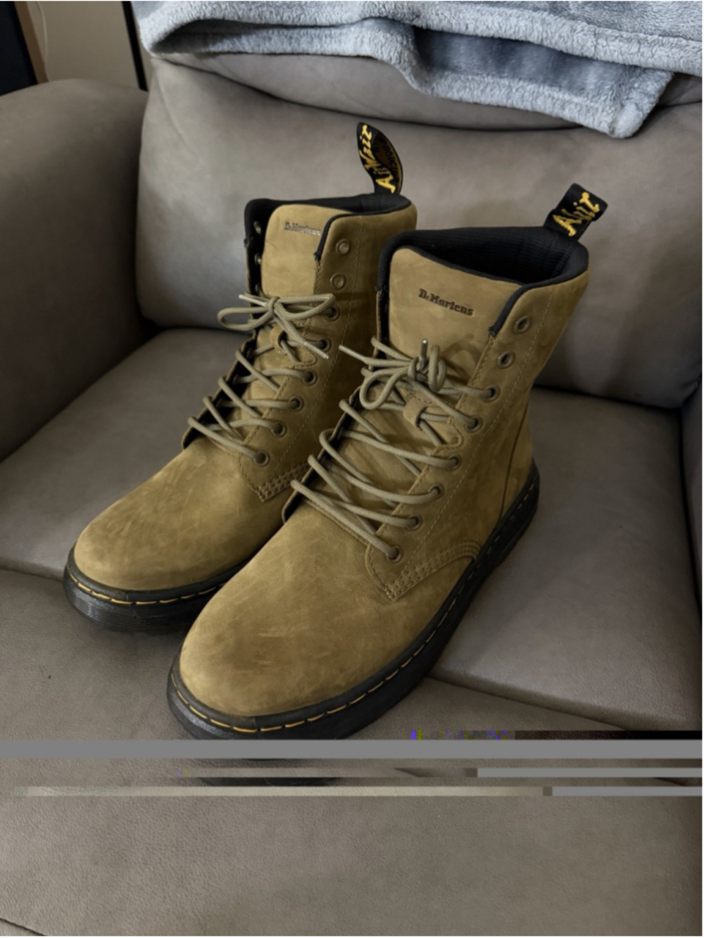 Dr. Martens Crewson Gunmetal Green Nubuck Leather Combat Lace Up Boots Men’s 10